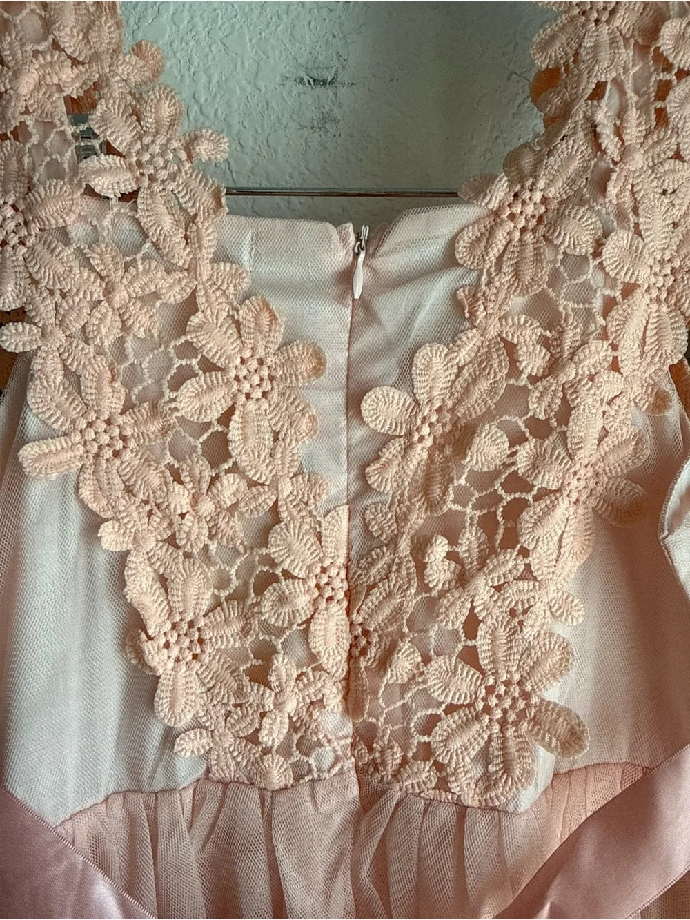 Trish Scully Blush Pink Floral Lace & Tulle Flower Girl Dress Sz: 8 NWT